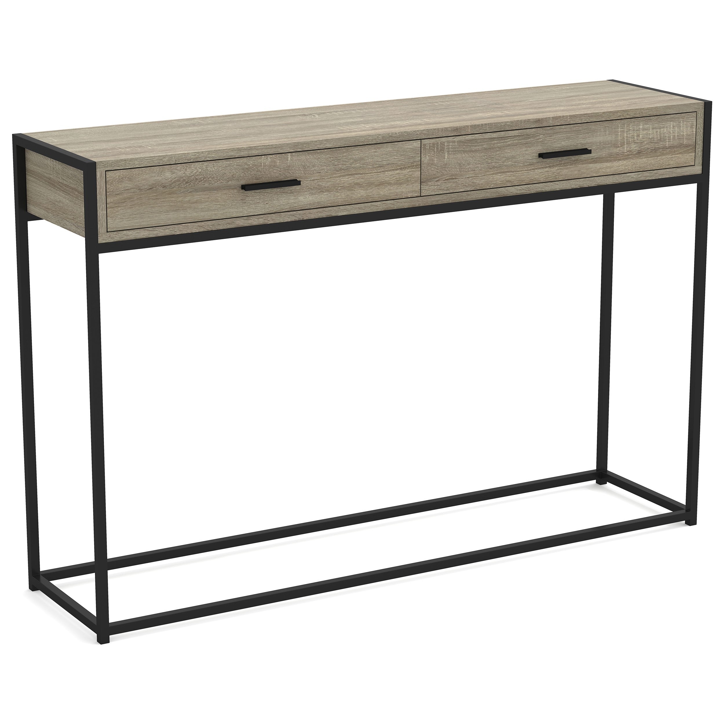 title:Safdie & Co. Console Table 48L Dark Taupe 2 Drawers Black Metal;color:Taupe