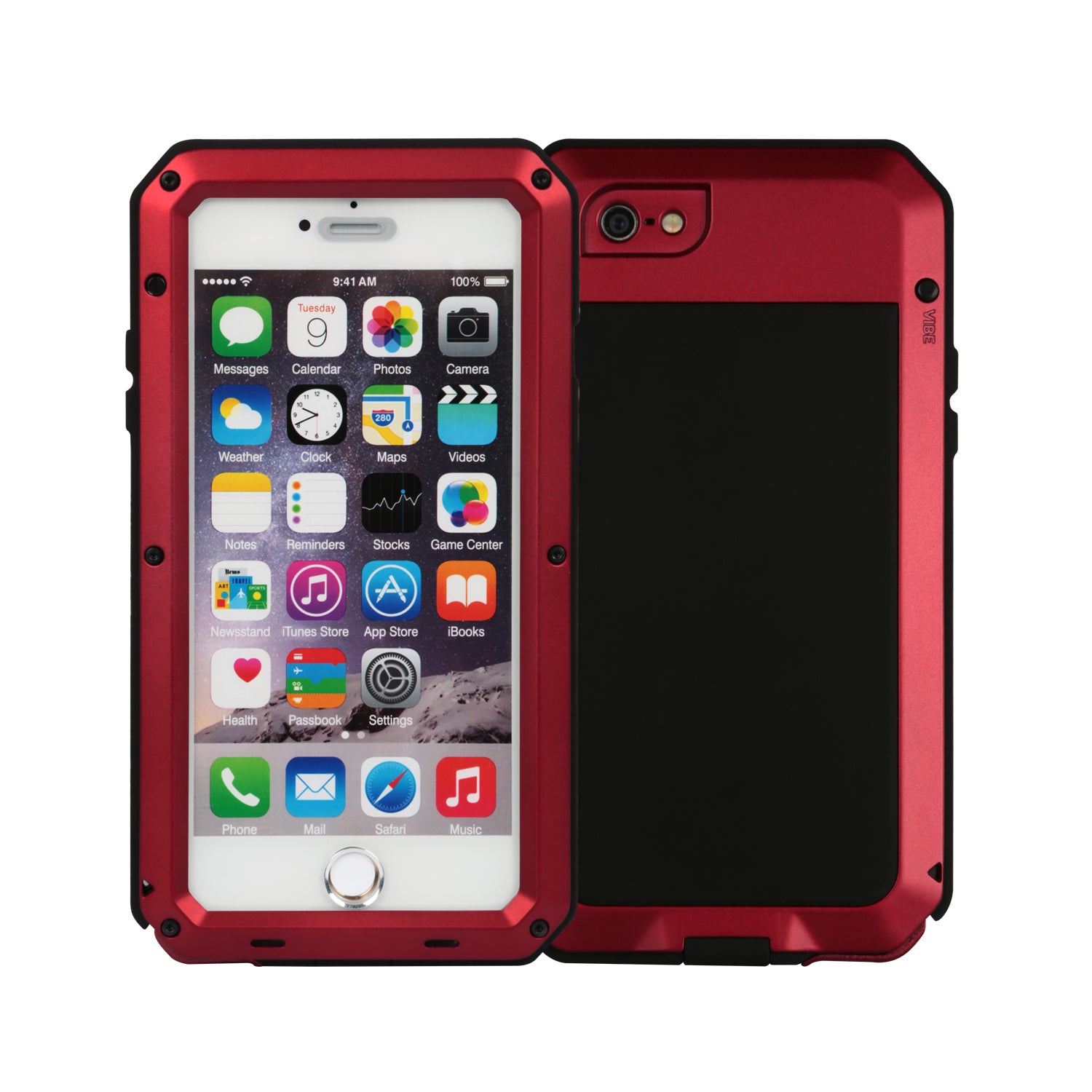 title:Rugged Shock-Resistant Hybrid Full Cover Case For iPhone 6 Plus;color:Red