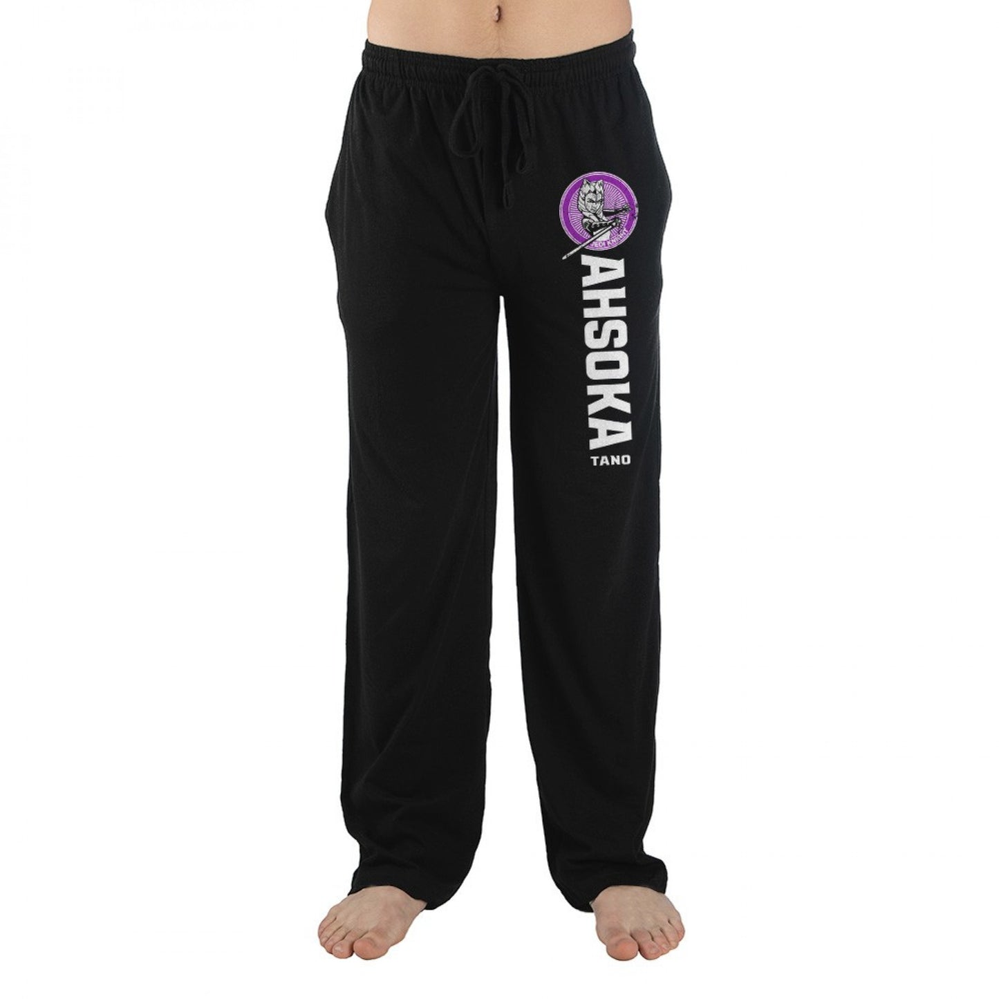 title:Star Wars Ahsoka Tano Character Image and Text Pajama Sleep Pants;color:Black