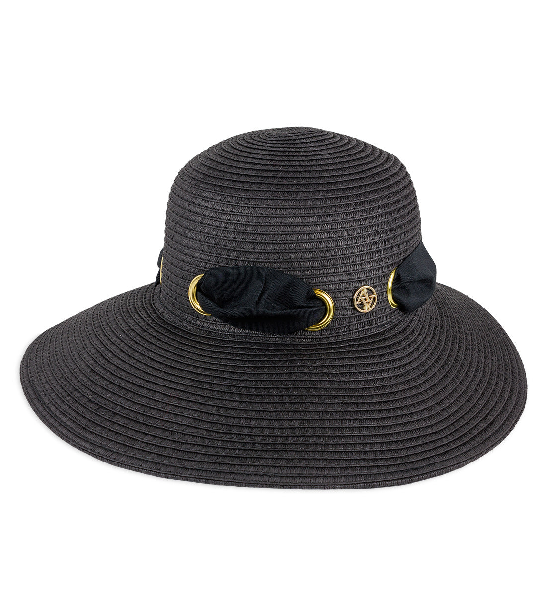 title:Adrienne Vittadini Straw Hat 230S;color:BLACK