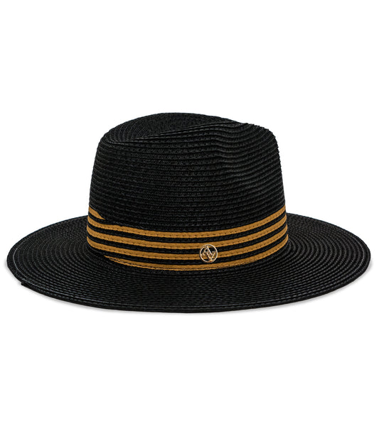 title:Adrienne Vittadini Straw Hat 320S;color:BLACK