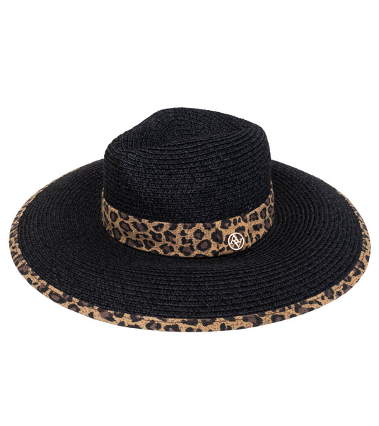 title:Adrienne Vittadini Straw Hat 324S;color:BLACK