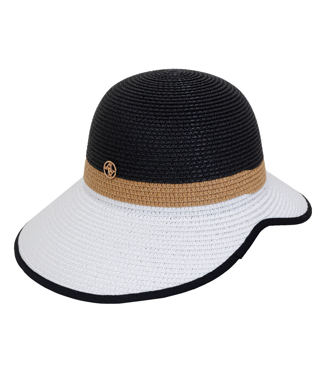 title:Adrienne Vittadini Straw Hat 340S;color:BLACK