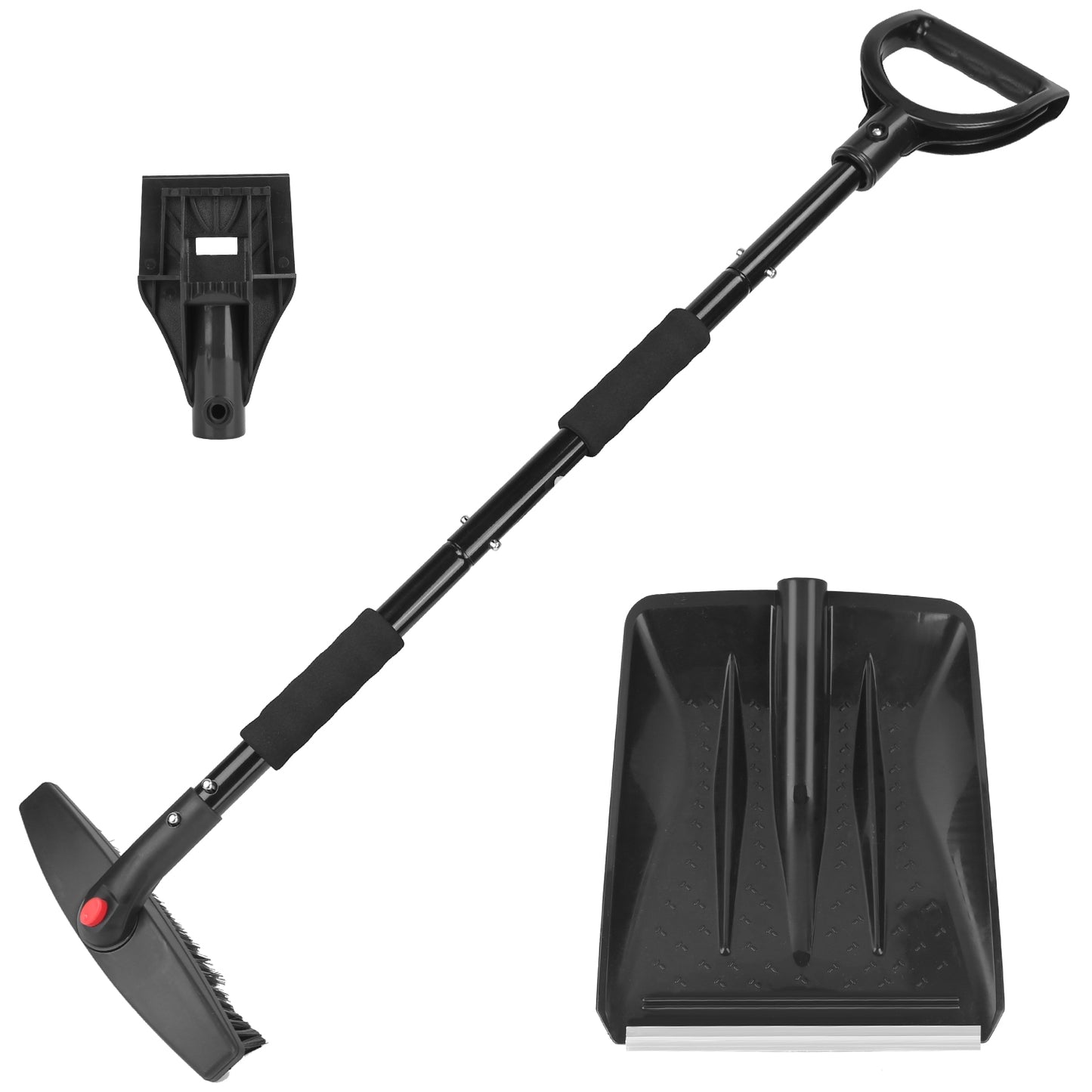 title:3 In 1 Snow Shovel Kit Brush Ice Scraper Collapsible Design Snow Removal for Car Truck Camping Outdoor Activities;color:Black