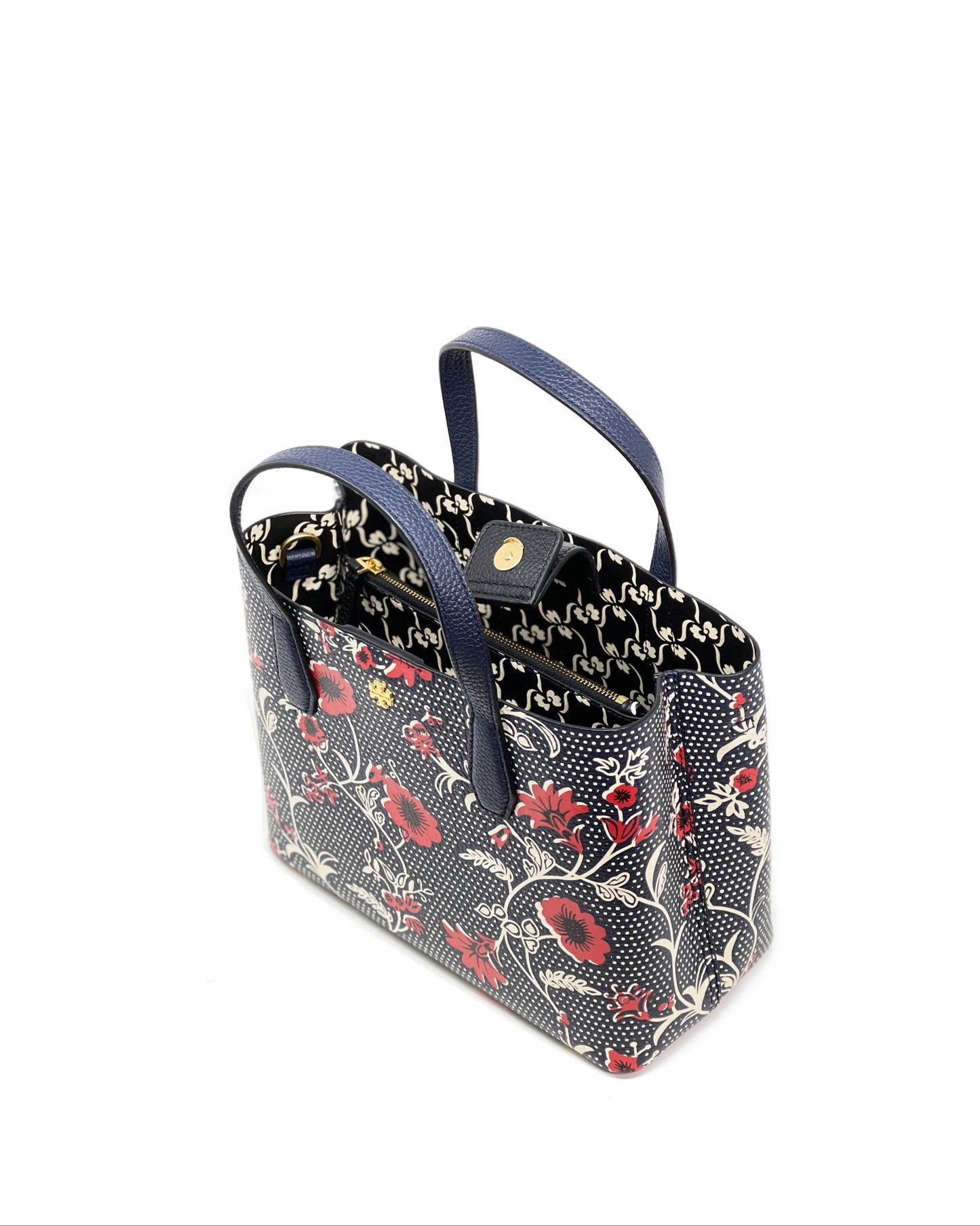 Tory Burch Navy Red Blake Printed Small Tote