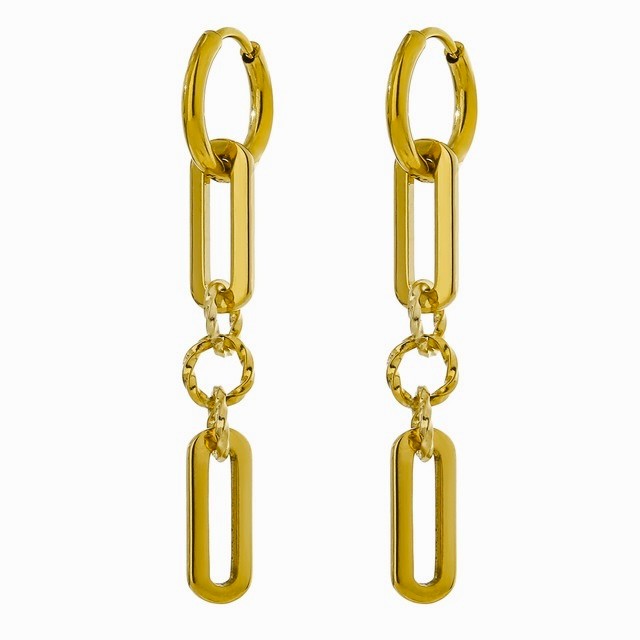 title:Convertible Geometric Chain Link Earrings;color:Gold