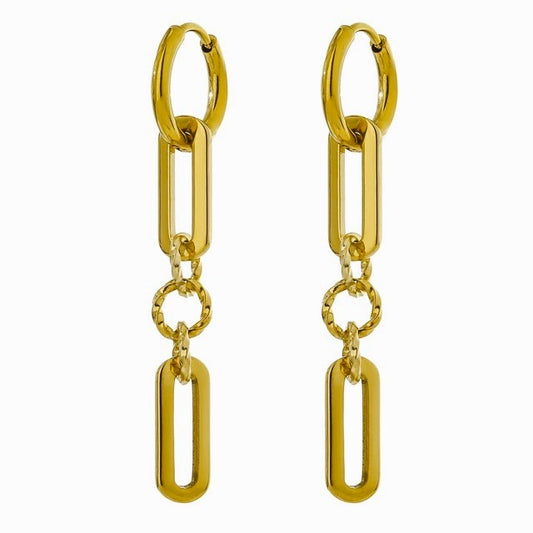 title:Convertible Geometric Chain Link Earrings;color:Gold