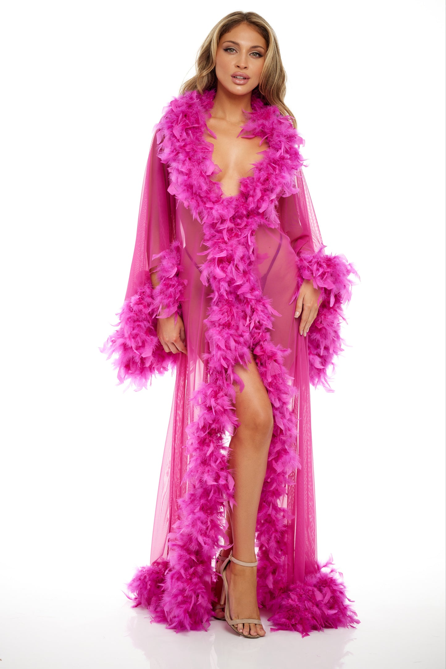 Oh La La Cheri ABBY FEATHER LONG ROBE