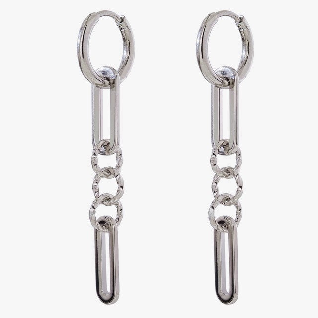 title:Convertible Geometric Chain Link Earrings;color:Silver