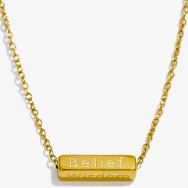 title:Engraved Pillar Pendant Necklace with Inspirational Words;color:Gold