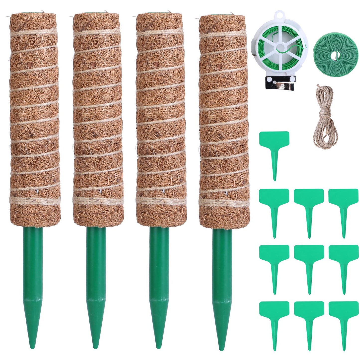 title:4Pcs Coco Coir Extendable Moss Pole for Climbing Plants Plant Support with 10 Labels 6.6Feet Jute Rope 6.6 Feet Fasten Strap 65.6 Feet Twist Tie Indoo;color:not applicable