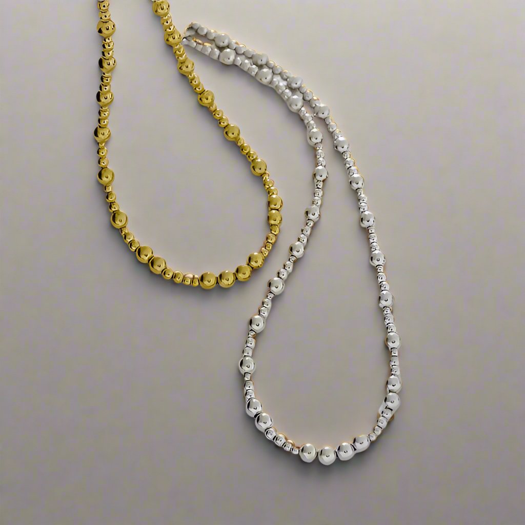 title:Dual Bead Size Collar Necklace;color:Gold