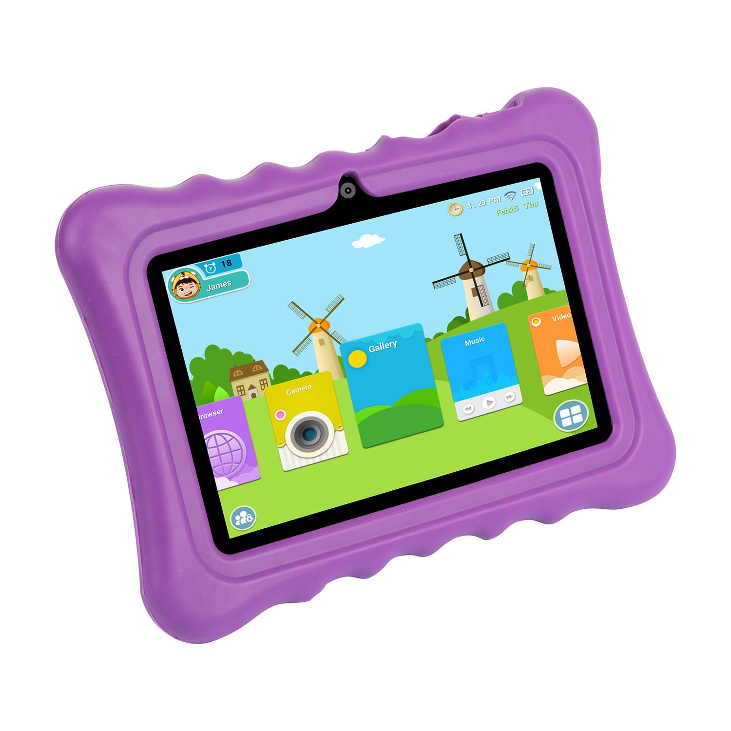 title:Fresh Fab Finds Shock-resistant Silicone Snap-on Case with Stand for 7” Tablets;color:Purple