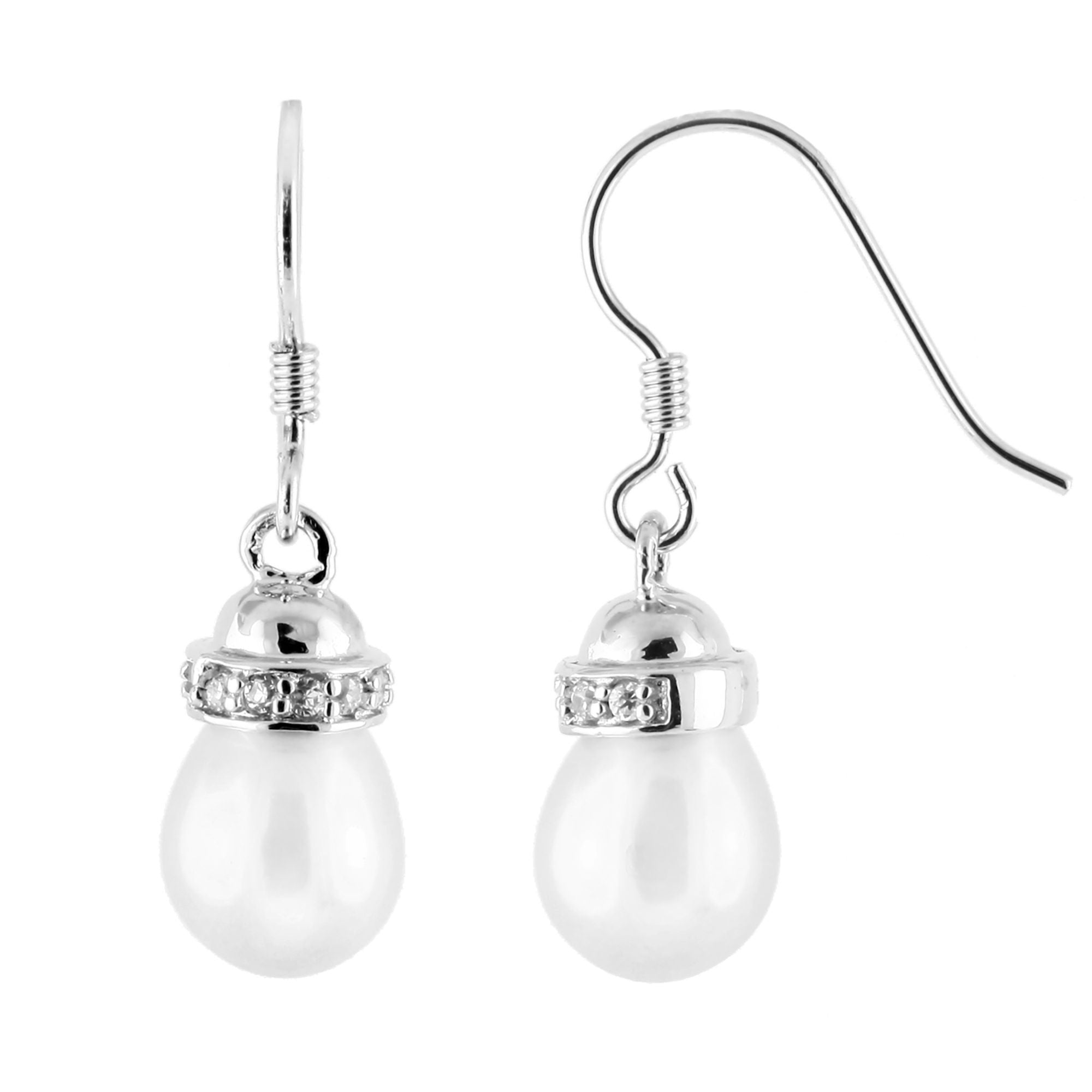 title:Splendid Pearls Sterling Silver Pearl Earrings ESR-409;color:White