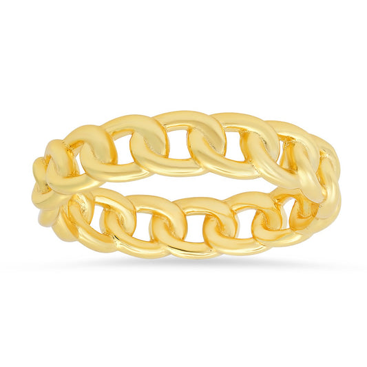 14k Gold Over Silver Curb Chain Eternity Band Ring - Ruumur