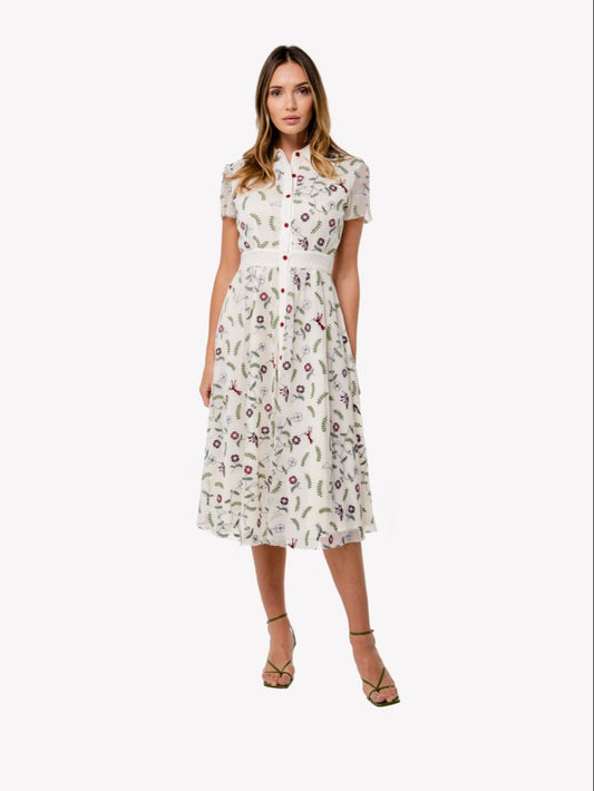 LOULOU DAMOUR Women's Katia Hummingbird Allover Embroidery Dress