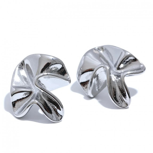 title:Modern Flower Stud Earrings;color:Silver