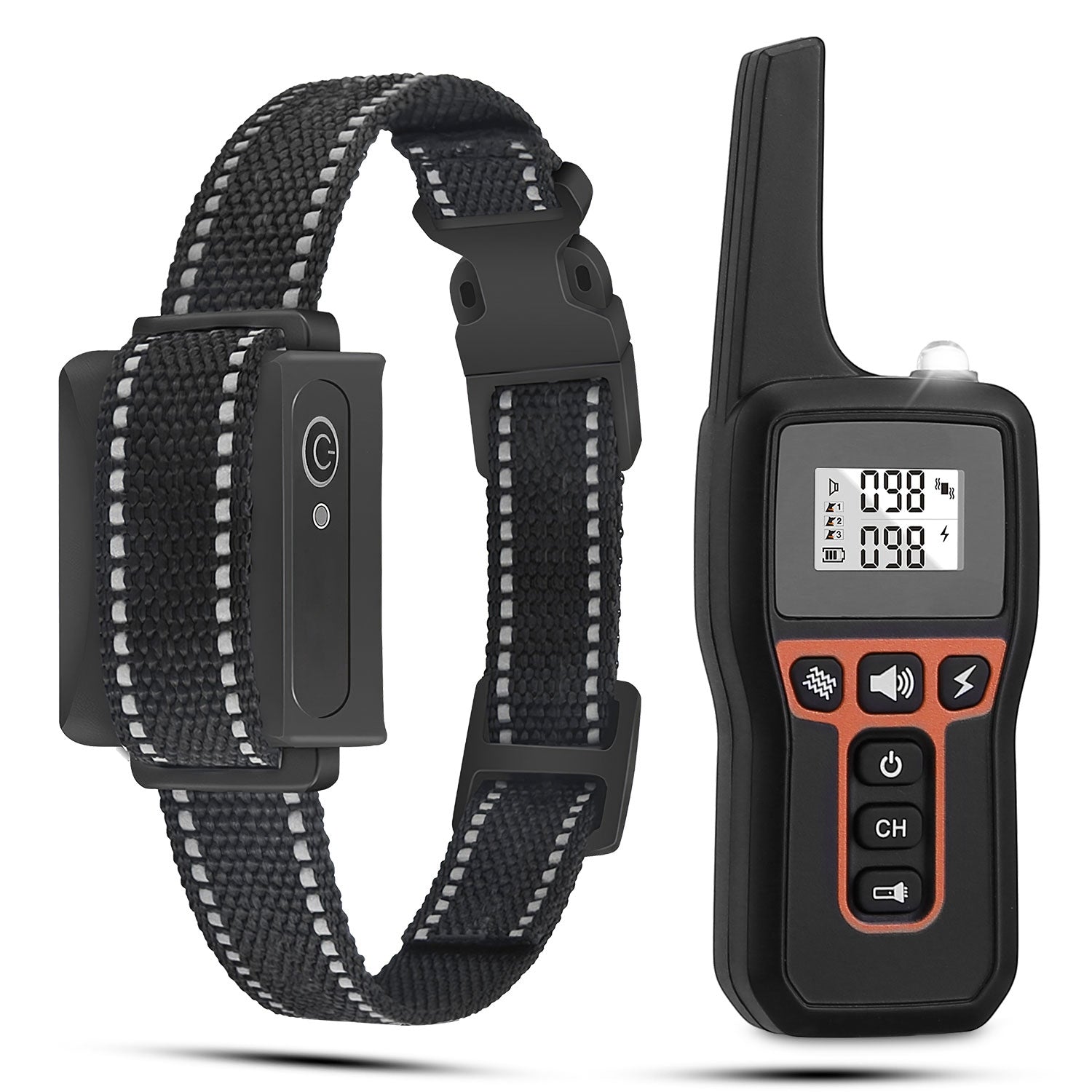 title:Fresh Fab Finds 3280FT Dog Training Collar IP67 Waterproof Pet Beep Vibration Electric Shock Collar 3 Channels Rechargeable Transmitter Receiver Trainer with Flashlig;color:Black