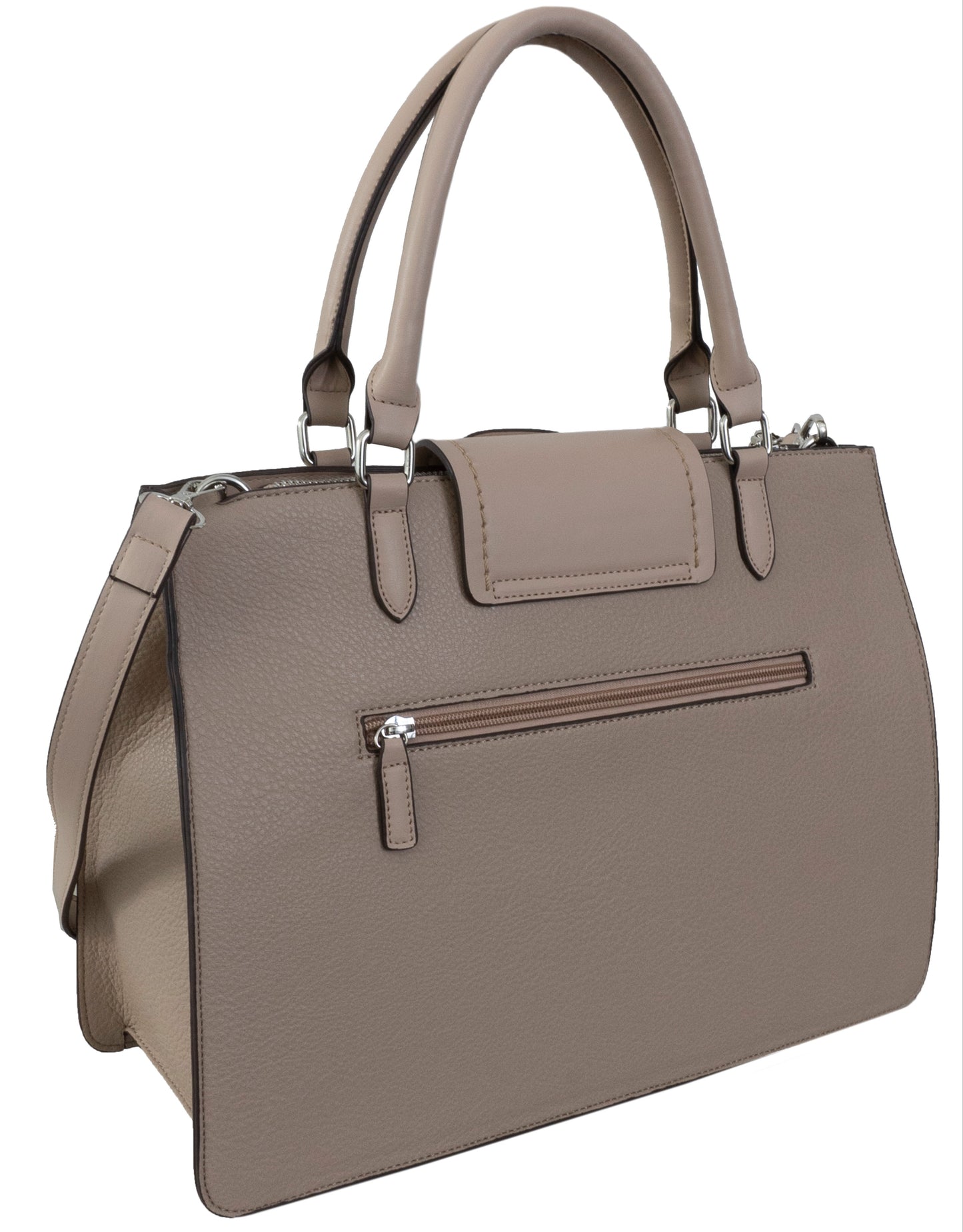 Ellen Tracy Double Handle Top Flap Satchel with Front Flap Detail