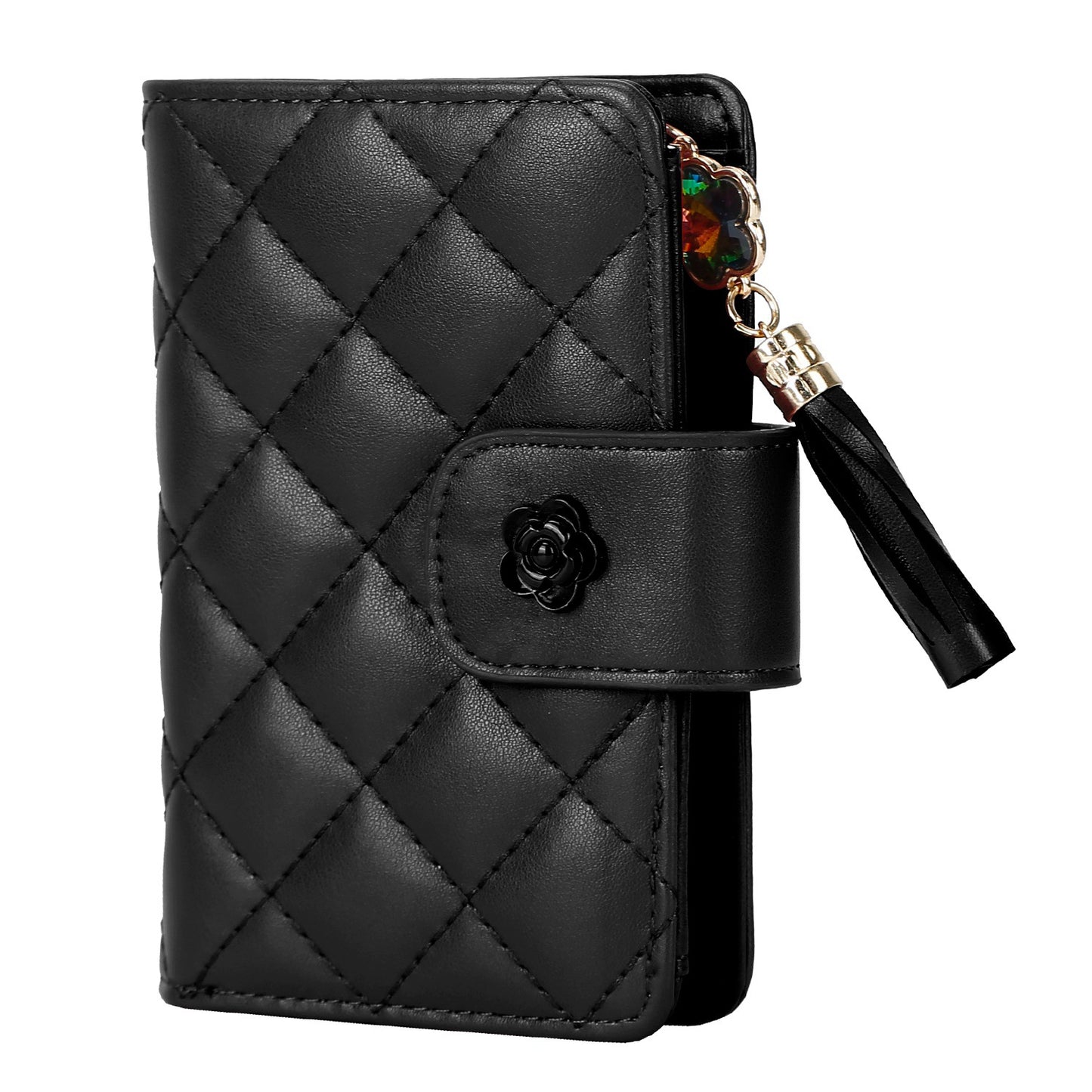 title:Women Wallet PU Leather Lady Clutch Case Credit Card Holder ID Card Window Coin Purse w/ Tassel For Girls;color:Black