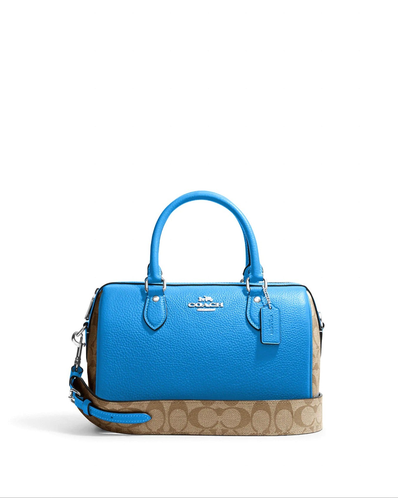 title:Coach Rowan Satchel In Signature Canvas;color:Khaki / Racer Blue