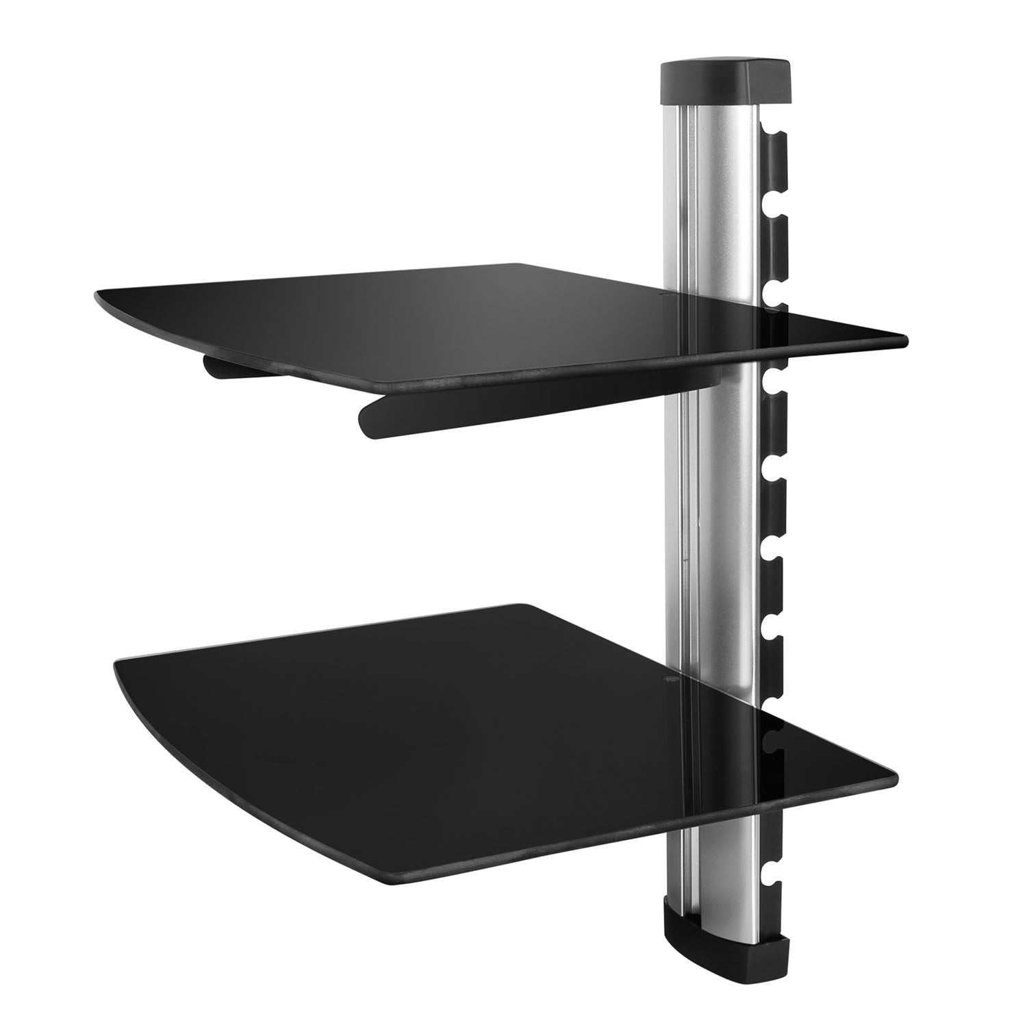 title:Fresh Fab Finds 2 Tier Dual Glass Shelf Wall Mount for DVD Players/Cable Boxes/ TV Accessories;color:Black