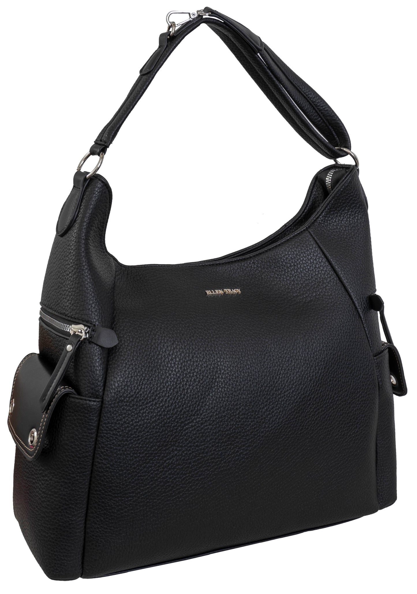 Ellen Tracy Slouchy Hobo Bag with Side Zip Pockets