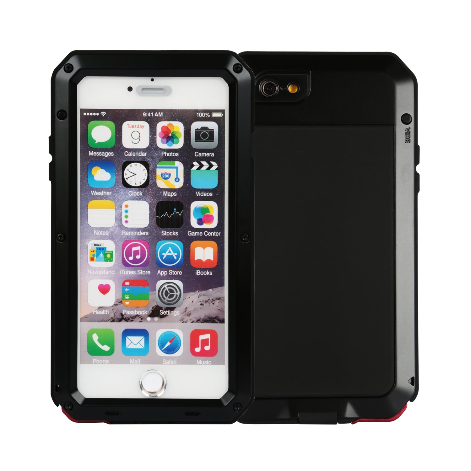 title:Rugged Shock-Resistant Hybrid Full Cover Case For iPhone 6 Plus;color:Black