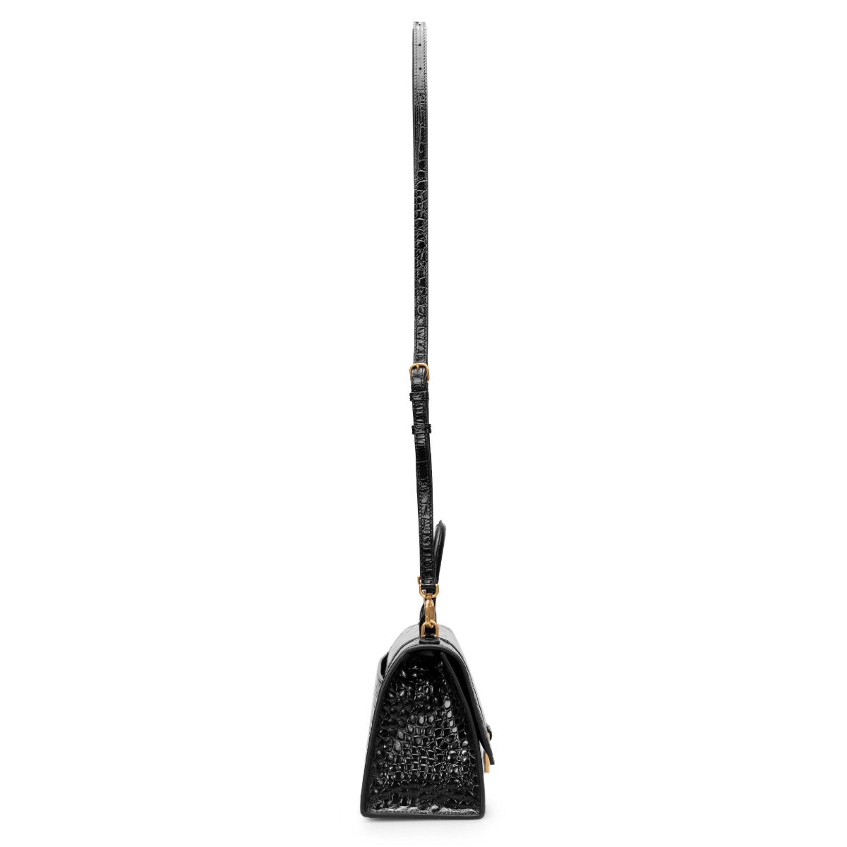 title:Balenciaga Hourglass Small Handbag Box in Black Crocodile calfskin;color:Black