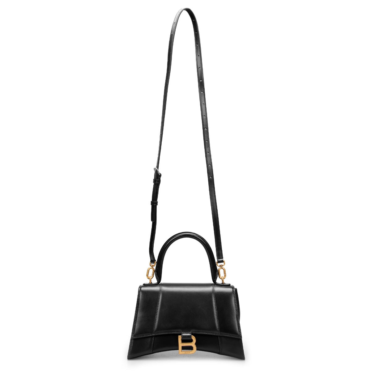 BALENCIAGA Shiny Box Calfskin Graffiti Small Hourglass Top Handle Bag Black  1142062