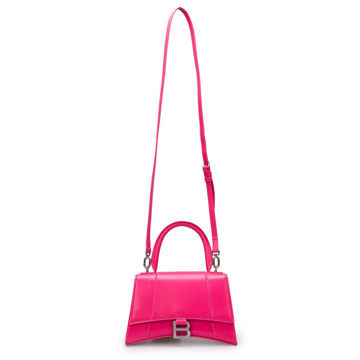 title:Balenciaga Hourglass Small Handbag Box in Fushia Shiny Calfskin;color:Fuchsia