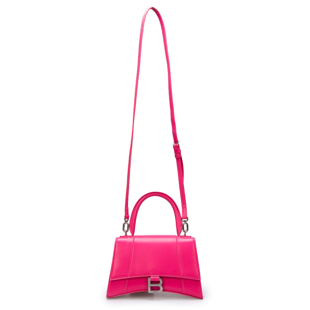 title:Balenciaga Hourglass Small Handbag Box in Fushia Shiny Calfskin;color:Fuchsia