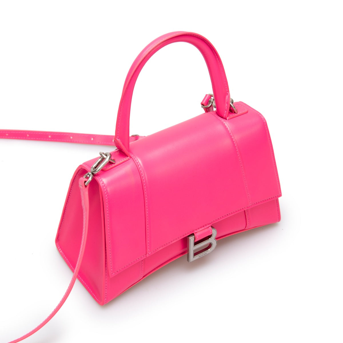 title:Balenciaga Hourglass Small Handbag Box in Fushia Shiny Calfskin;color:Fuchsia