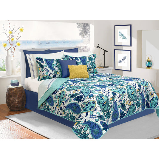 title:Safdie & Co. Quilt 3PC Set DQ Bliss Blue;color:Blue