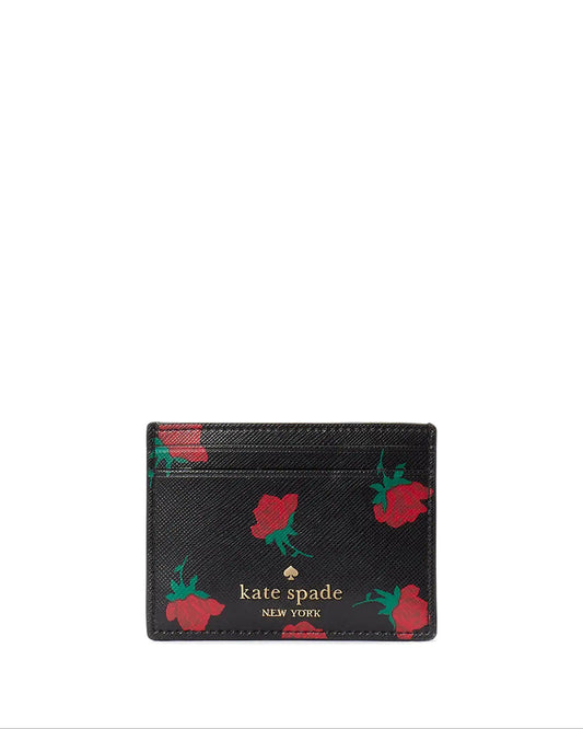 Kate Spade Madison Rose Toss Printed Small Slim Card Holder