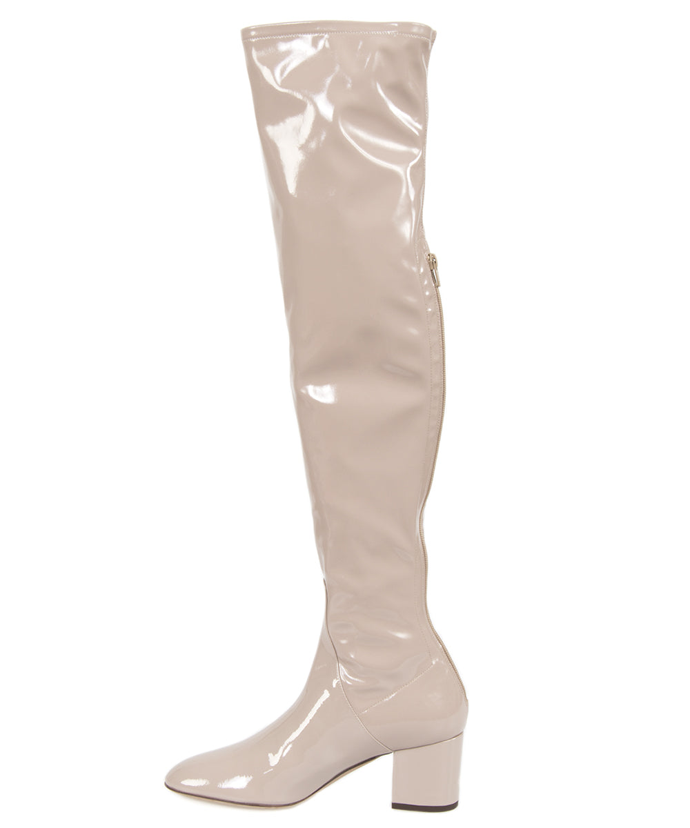 title:Valentino Patent Leather Over The Knee Boots | Poudre | Size 39.5;color:Red