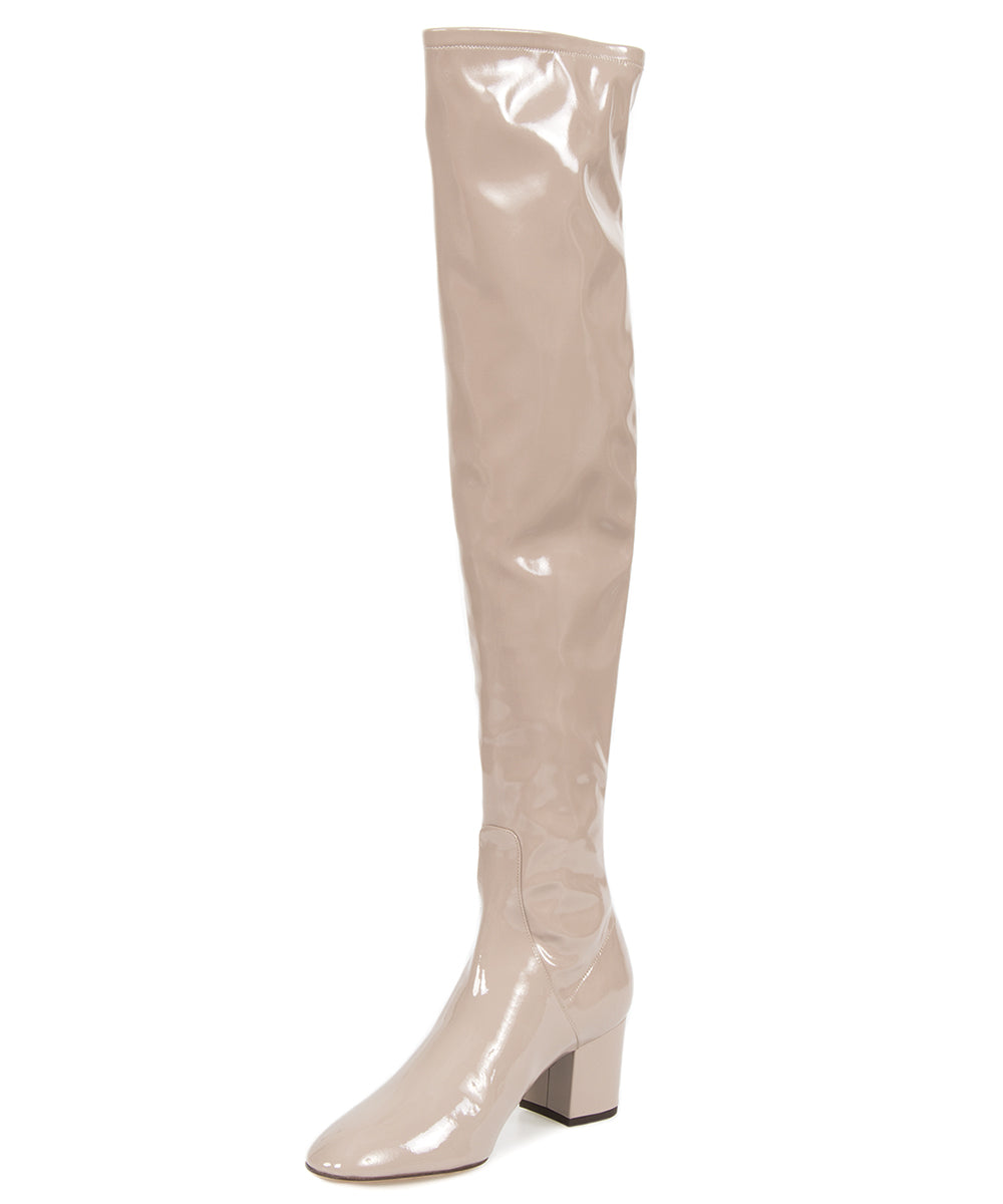 title:Valentino Patent Leather Over The Knee Boots | Poudre | Size 39.5;color:Red