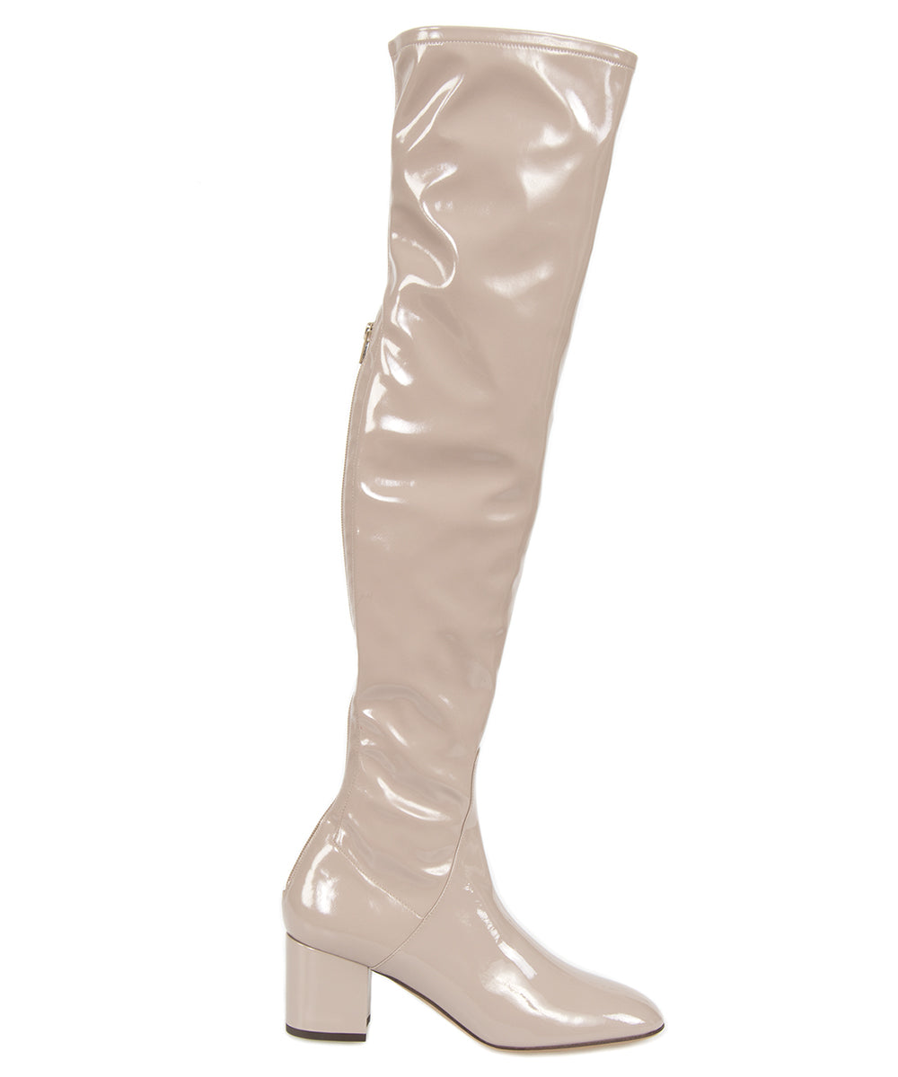 title:Valentino Patent Leather Over The Knee Boots | Poudre | Size 39.5;color:Red