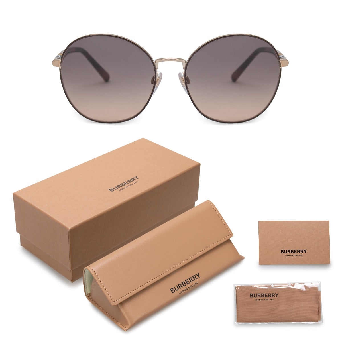 title:Burbetty Round Sunglasses BE3094 1257G9 56;color:Gold