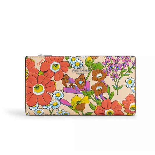 Coach Slim Zip Wallet With Floral Print