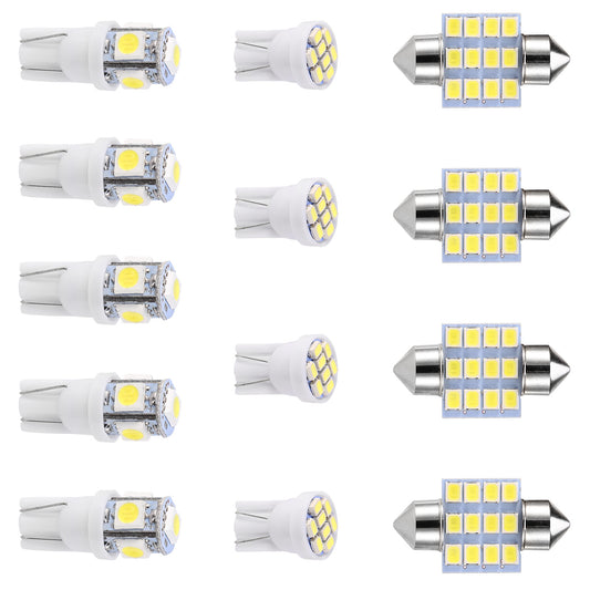 title:13Pcs T10 31mm Festoon LED Light Bulb Interior Dome Map LED Lights License Plate Trunk Side Positioning Lights 6000K White;color:not applicable