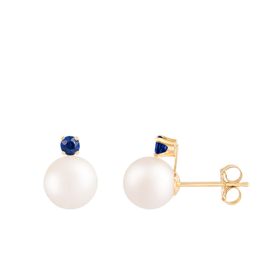 title:Splendid Pearls 7mm Saphire Pearl Earrings;color:White