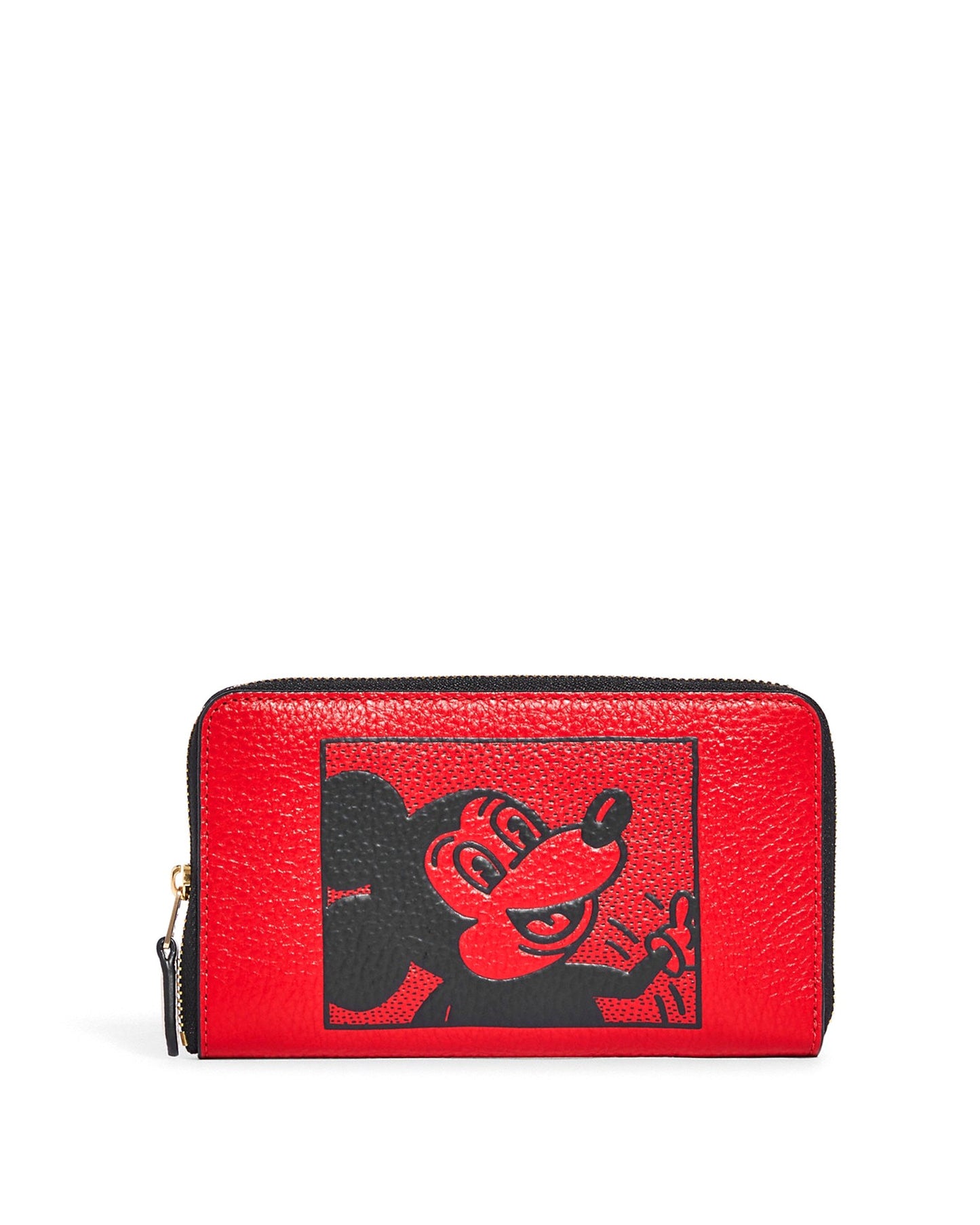 title:Coach Women's Electric Red Disney Mickey Mouse X Keith Haring Medium Id Zip Wallet;color:Electric Red