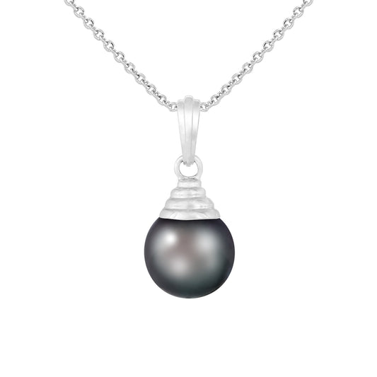 title:Splendid Pearls 14K White Gold Pearl Pendant;color:Black