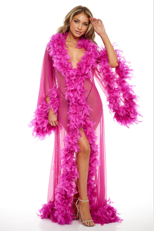 Oh La La Cheri ABBY FEATHER LONG ROBE