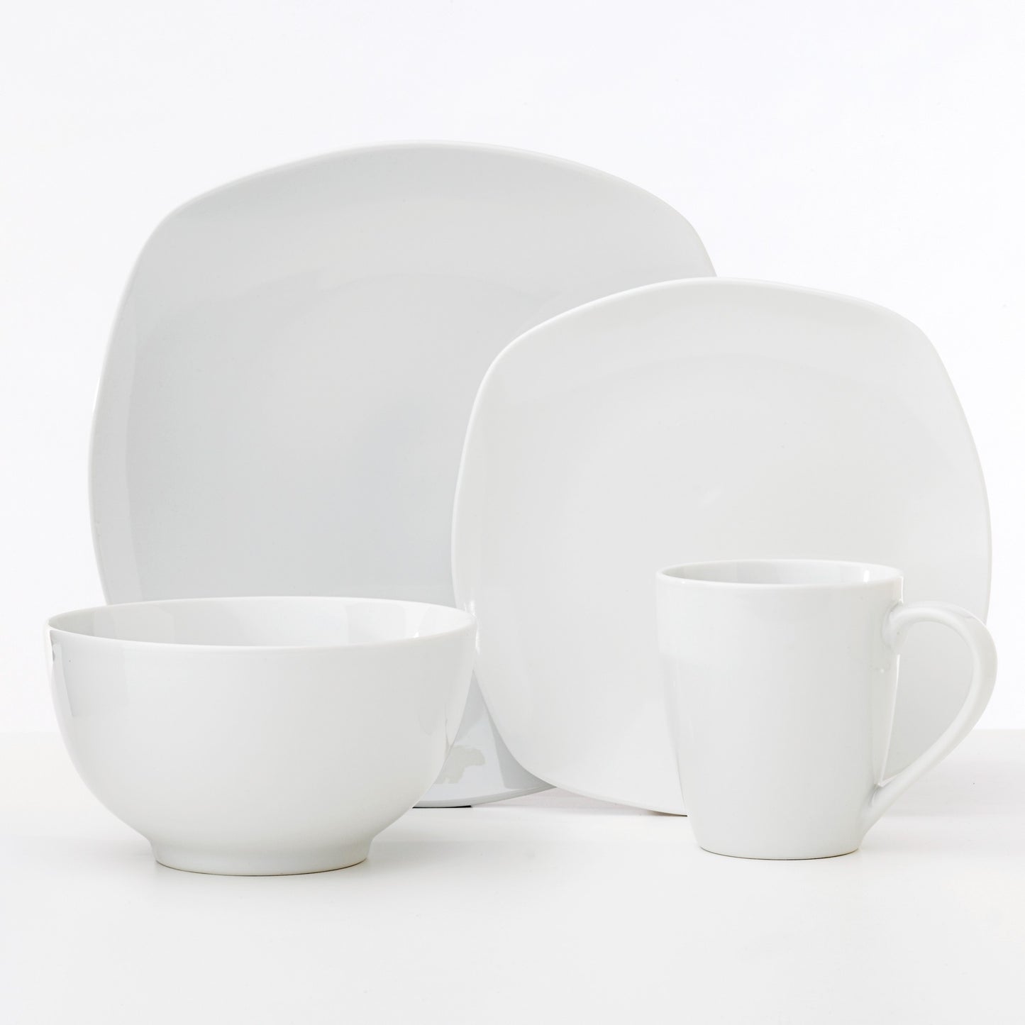 Safdie & Co. Dinnerware Set 16Piece Metric Soft Square, Service for 4