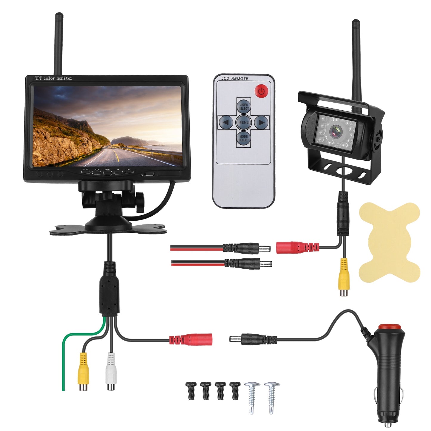 title:Wireless Backup Camera System Vehicle Rear View Monitor Kit IP67 Waterproof Car Parking Reverse System with 7In Screen Night Vision 2.4G Stable Signal;color:not applicable