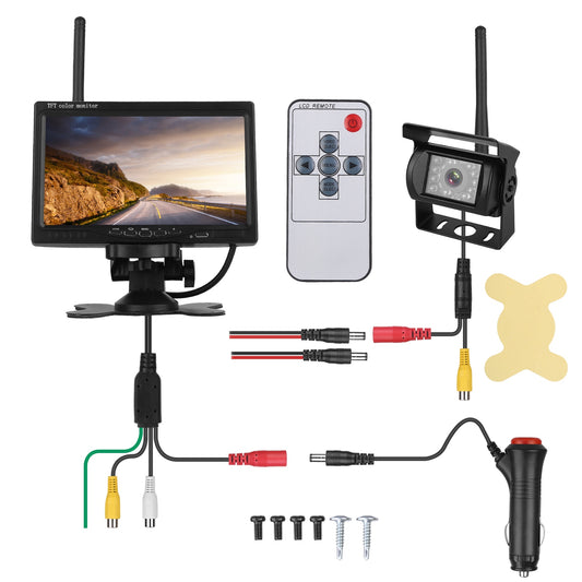 title:Wireless Backup Camera System Vehicle Rear View Monitor Kit IP67 Waterproof Car Parking Reverse System with 7In Screen Night Vision 2.4G Stable Signal;color:not applicable