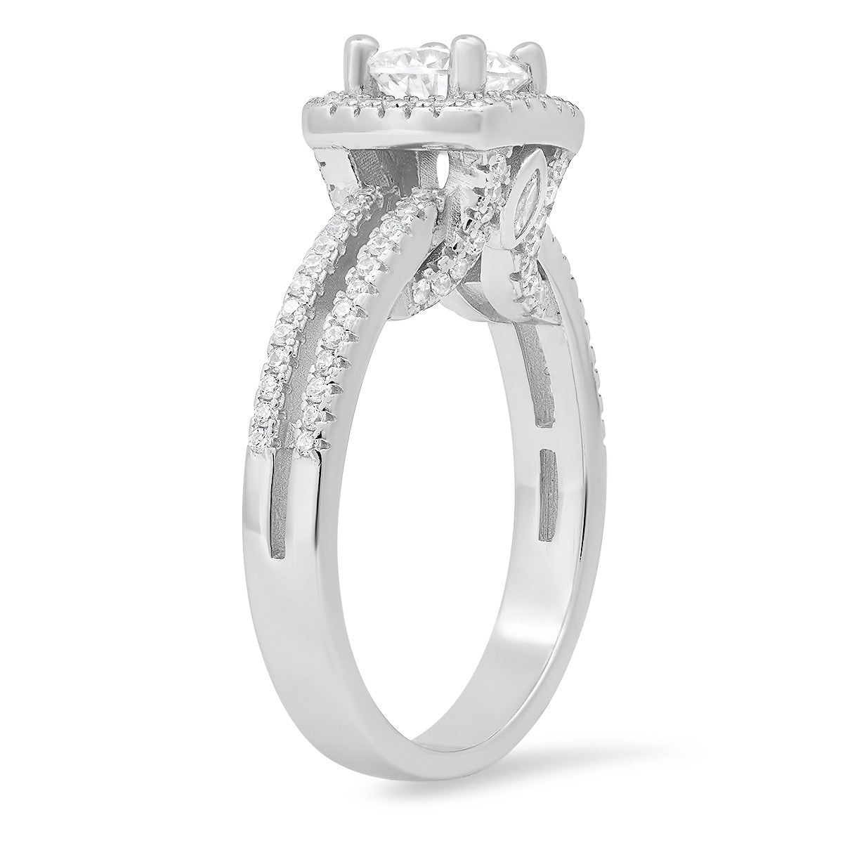 Sterling Silver Round-cut Halo CZ Ring