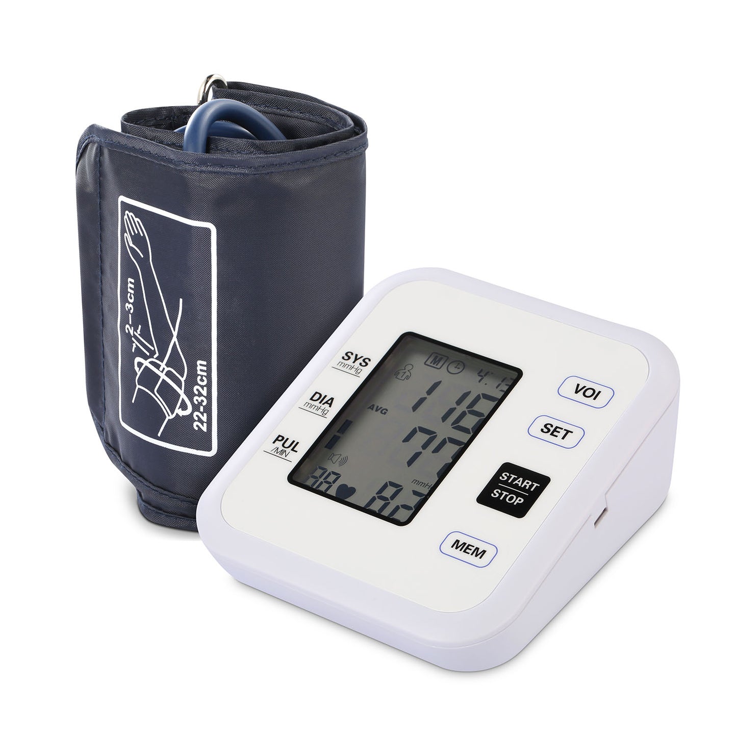 title:Arm Blood Pressure Monitor with Adjustable Cuff (8.7in-12.6in) Irregular Heartbeat Detector Voice Broadcast 2Users 99 Memories LCD Display CE FDA Appr;color:White